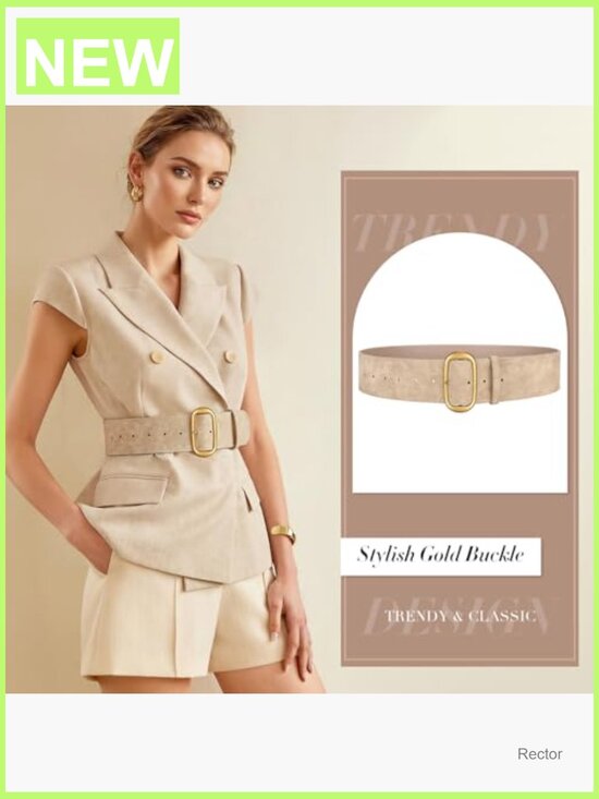 Wide Waist Belt for Dresses Suede Chunky Gold Buckle Fashion Thick Belt main image 6